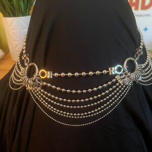Steampunk multi Chain Silver Belt Belly dancer Boho Goth sexy style